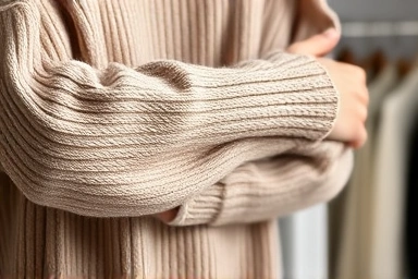 Luxurious cashmere sweater folded neatly.