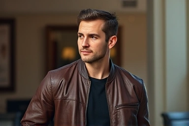 Close-up of various leather jacket styles and textures.