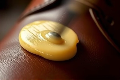 Applying shoe polish to leather with a brush