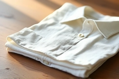 High-quality, neatly folded linen shirt.