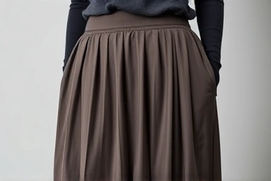 Close-up of long skirt fabric and fitted top for slim look