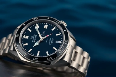 Omega Seamaster 300 watch detail, luxury timepiece