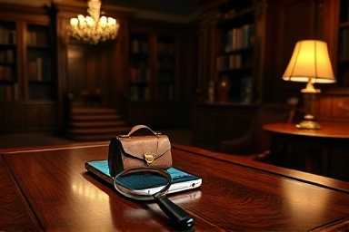 Smartphone showing luxury handbag authentication on desk.
