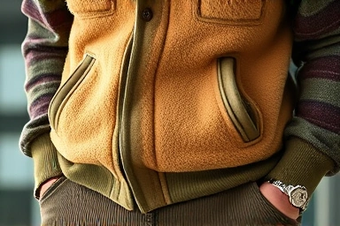 Close-up of layered outdoor-inspired fashion textures and colors.