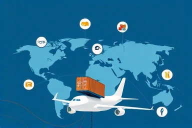 Global shipping logistics, international e-commerce delivery network.