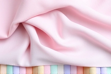 Luxurious pastel fabric textures: silk, cashmere, cotton.