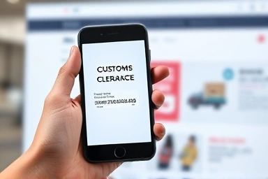Smartphone displaying customs clearance code for online shopping.