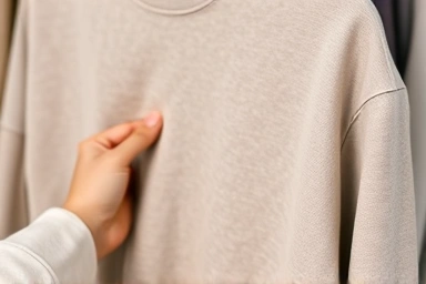 Close-up of quality plain sweatshirt fabric in a trending color.