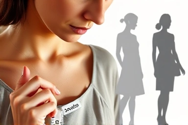 Woman choosing Sandro dress size with body type guide