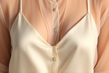 Close-up of sheer fabric layered over silk for sophisticated style.