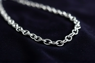 Sparkling silver necklace on dark velvet, showcasing perfect shine