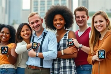 Diverse people with personalized smartwatch faces