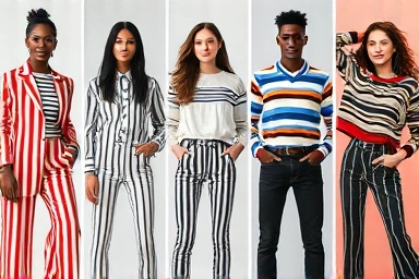 Stylish people wearing diverse stripe fashion outfits