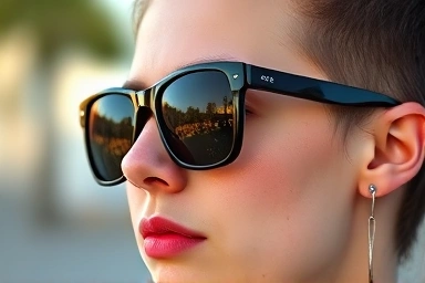 Person wearing sunglasses, highlighting visual clarity and style.
