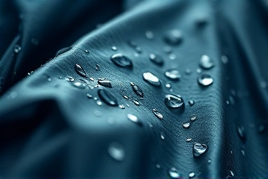 Advanced techwear fabric with water resistance and texture.
