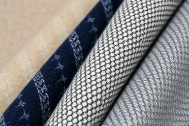 Close-up of luxurious tweed fabric textures.