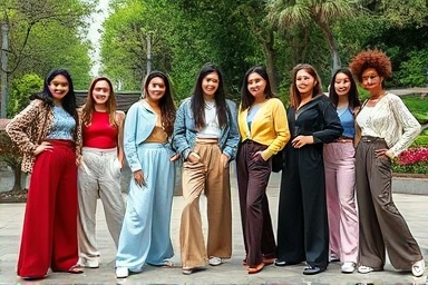 Stylish people in wide-leg pants outfits