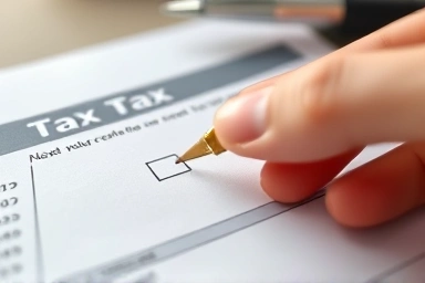 Tax filing, successful outcome, confidence, hand marking checkbox
