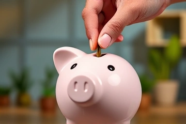 Hand saving money, symbolizing financial growth and security