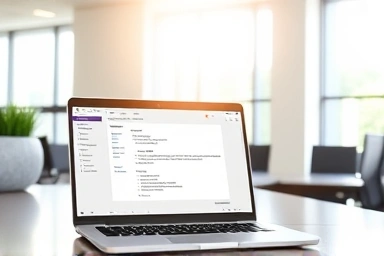 Laptop screen showing document processing for corporate registration.