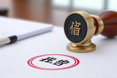 Close-up of a corporate seal stamp on an official document.