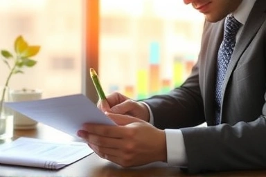 Tax advisor reviewing financial documents for tax savings.