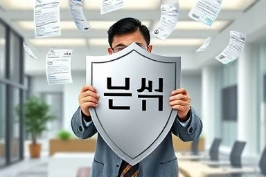 Business owner protected from tax documents by a shield.