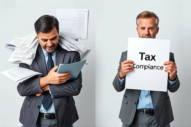 Stressed business owner contrasted with an organized, relieved owner.