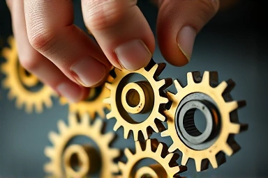 Interlocking gears symbolizing tax strategy