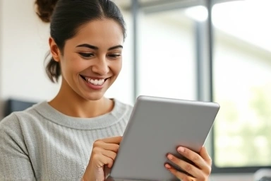 Person saving money with convenient digital tax notification.