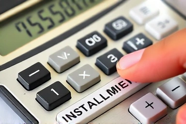 Calculator showing large tax, installment solution