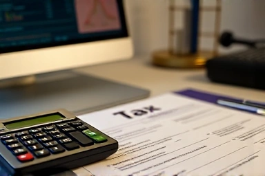 Tax forms and calculator on a desk symbolizing simplified tax filing.