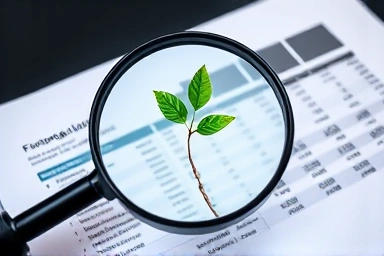Magnifying glass, financial statement, growth, opportunity, analysis.
