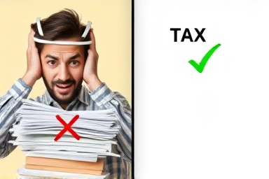 Stressed vs. resolved tax filing: paperwork and solution.