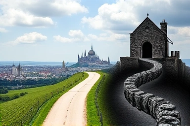 Tax compliance vs evasion metaphor: safe path to prosperity vs dangerous path to ruin.