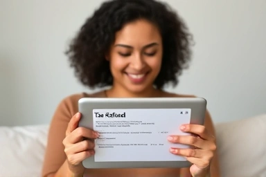 Relieved person receiving tax refund notification