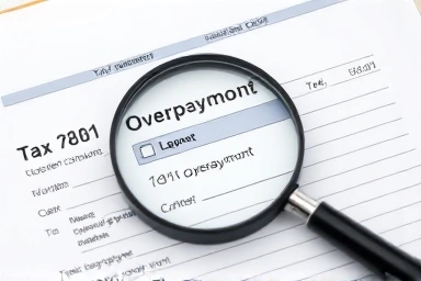 Magnifying glass on tax document showing overpayment