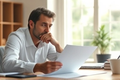 Person reviewing financial documents for tax planning