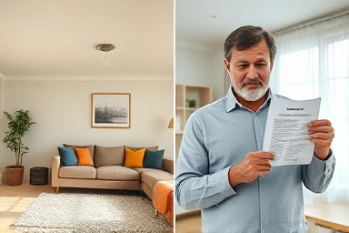 Homeowner reviewing apartment leak insurance policy for protection.