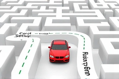 Car navigating insurance maze: correct vs error paths