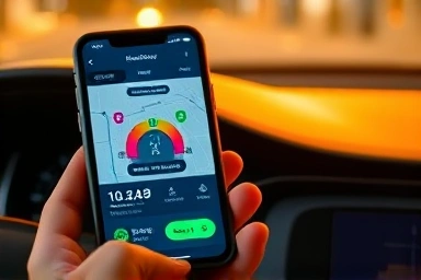 Smartphone navigation app showing safety score, car insurance discount