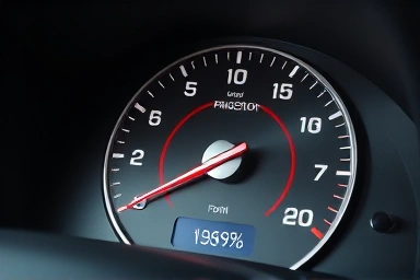 Driver's focus on safe speed for insurance discounts.