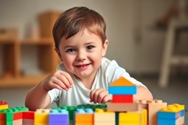 Child building blocks, symbolizing future security and growth.