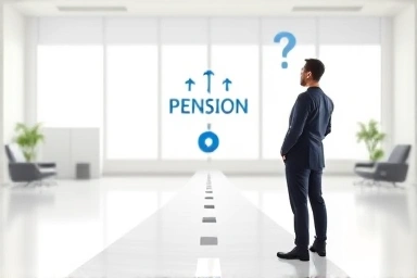 Symbolic image of corporate representative and national pension decision.