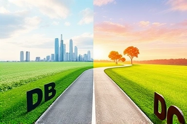 Visual comparison of DB and DC retirement pension paths