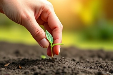 Hand planting a seed, symbolizing active investment in retirement funds.