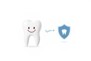 Symbolic image of healthy tooth with insurance shield, representing dental coverage.