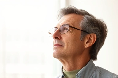 Person planning for future health security with insurance.