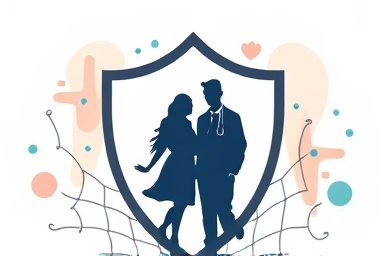 Symbolic shield protecting family from health uncertainties.