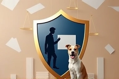 Insurance shield protecting dog owner from legal and financial damages